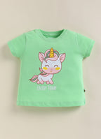Bumzee Green Animal Print T-Shirt & Pyjama Set, Half Sleeves, 100% Cotton