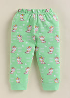 Bumzee Green Animal Print T-Shirt & Pyjama Set, Half Sleeves, 100% Cotton
