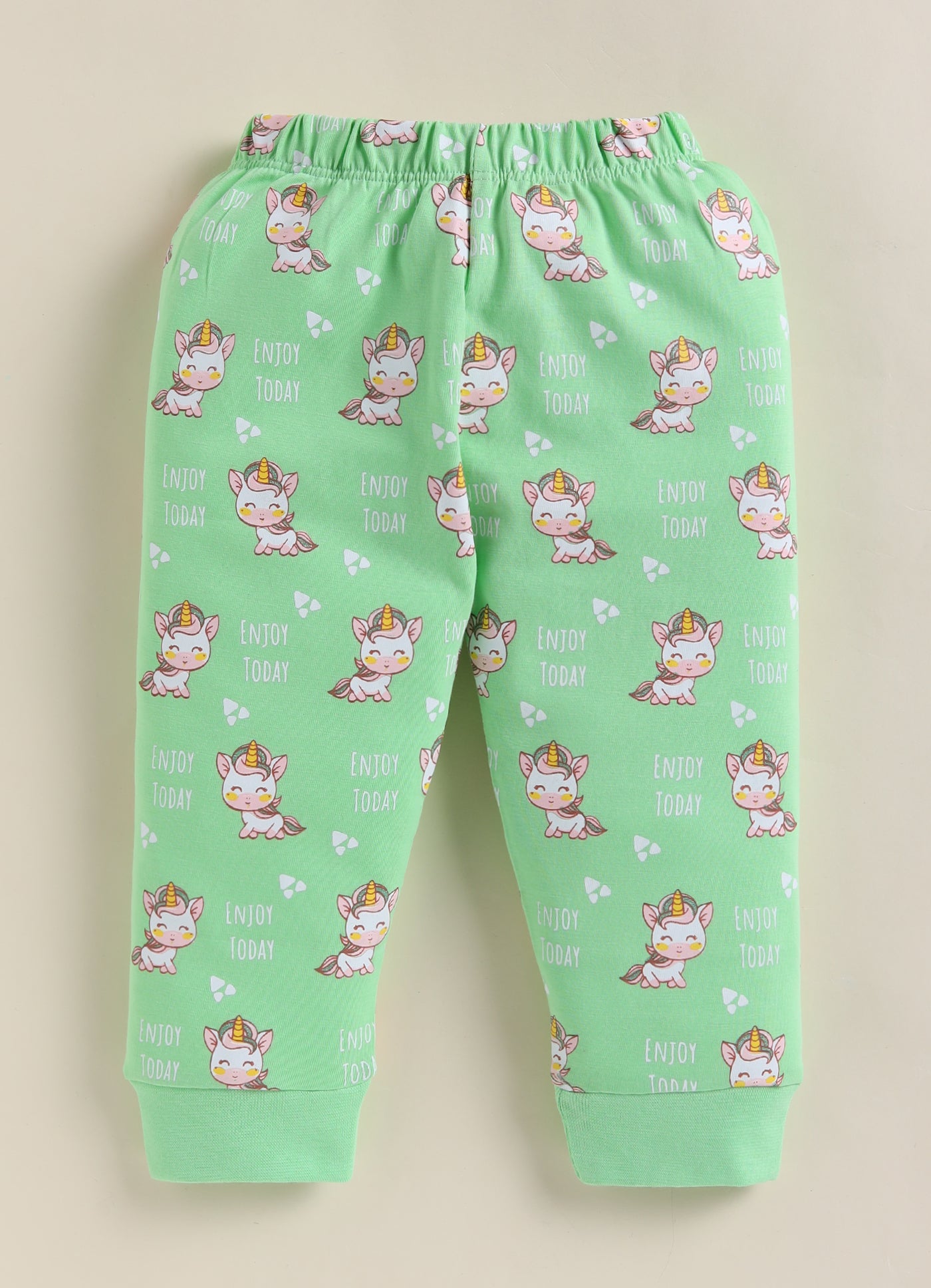 Green Girls Half Sleeves Cotton T-Shirt & Pyjama Set