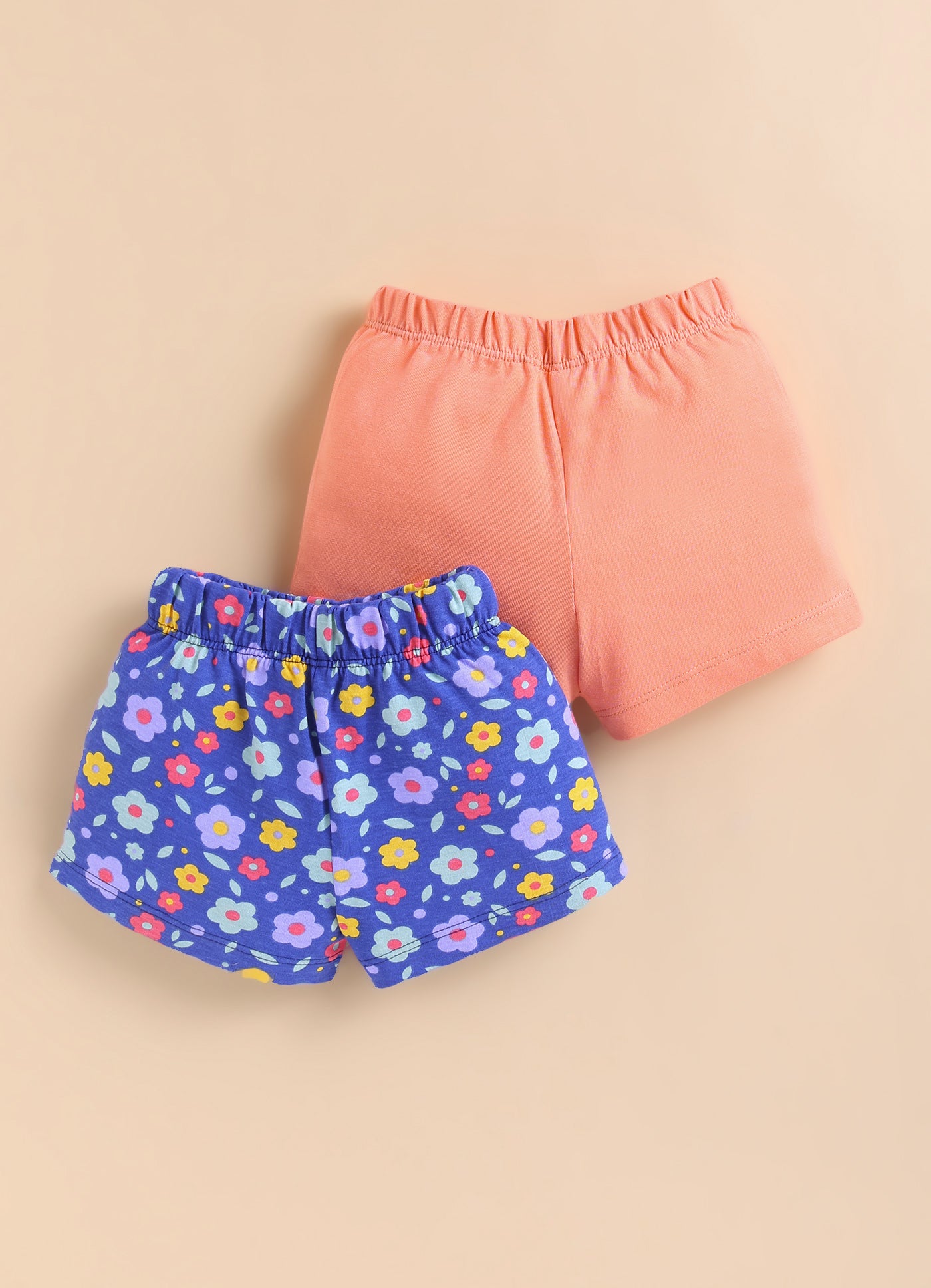 BUMZEE Orange & Navy Girls Shorts Pack of 2