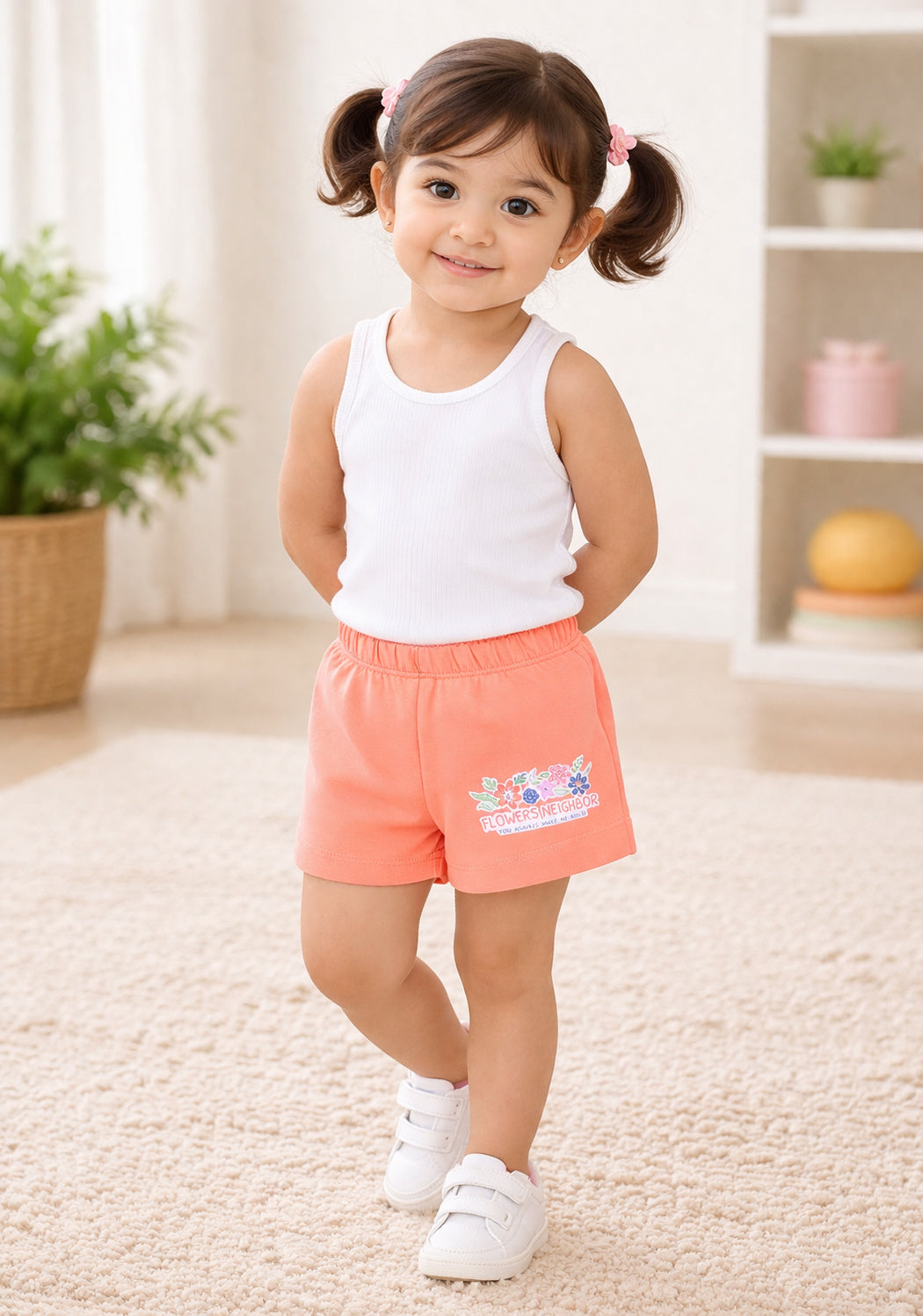 BUMZEE Orange & Navy Girls Shorts Pack of 2