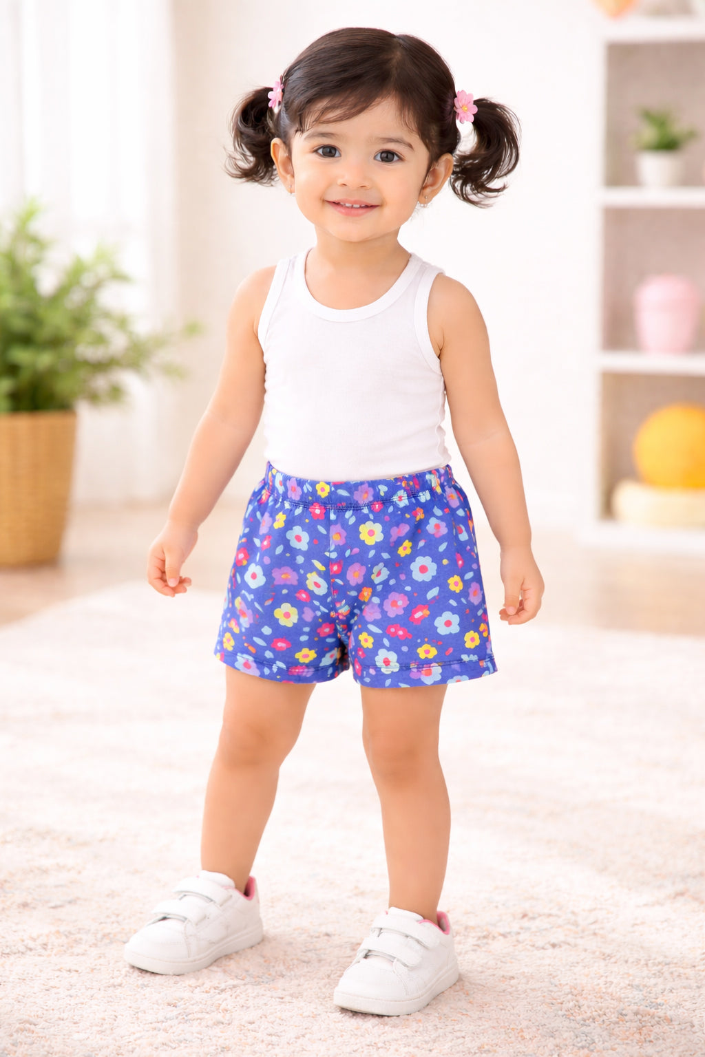BUMZEE Orange & Navy Girls Shorts Pack of 2