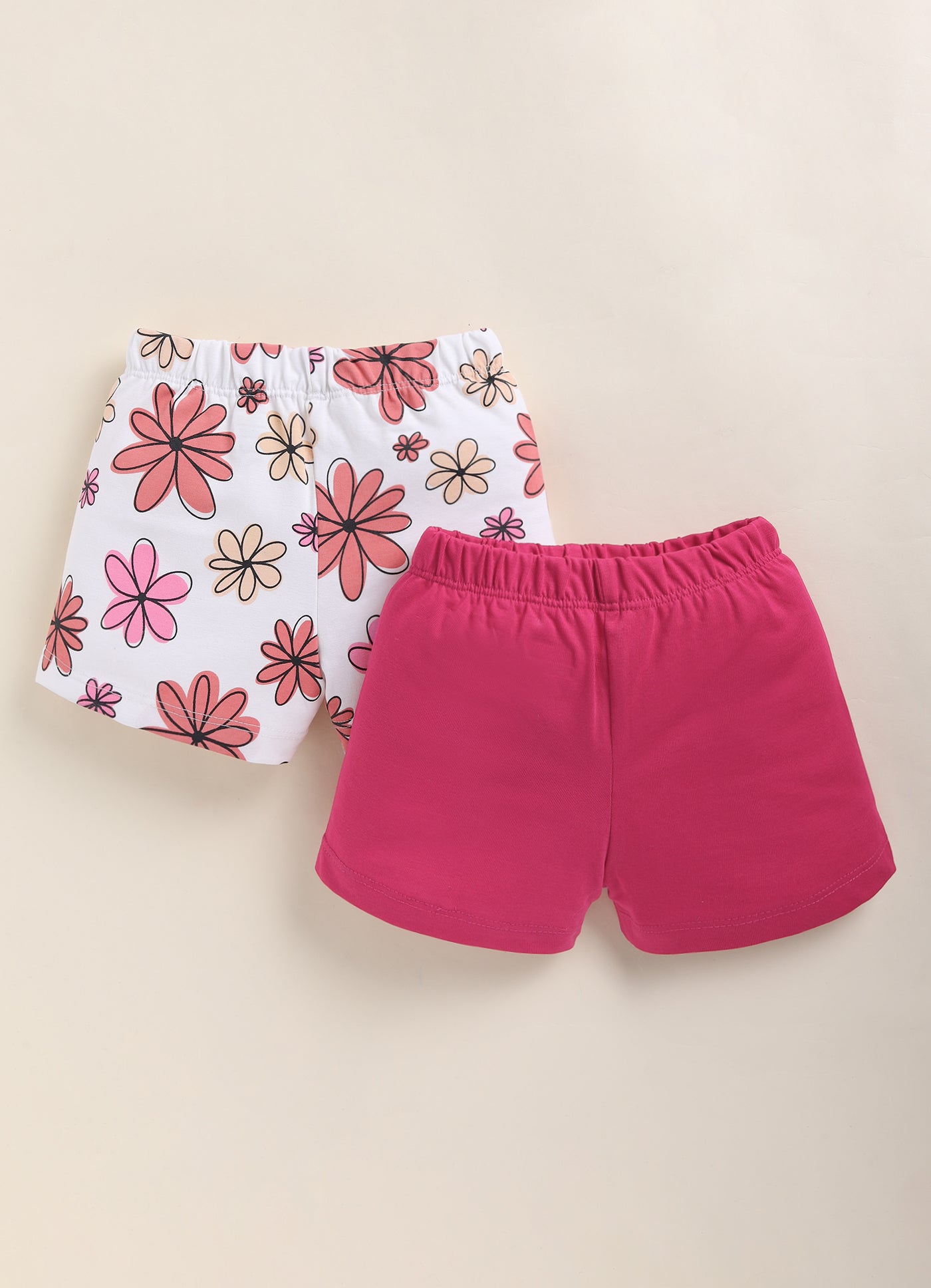 BUMZEE Pink & White Girls Shorts Pack of 2