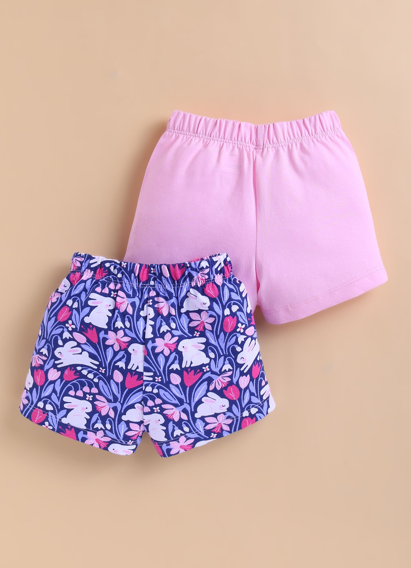 BUMZEE Pink & Navy Girls Shorts Pack of 2