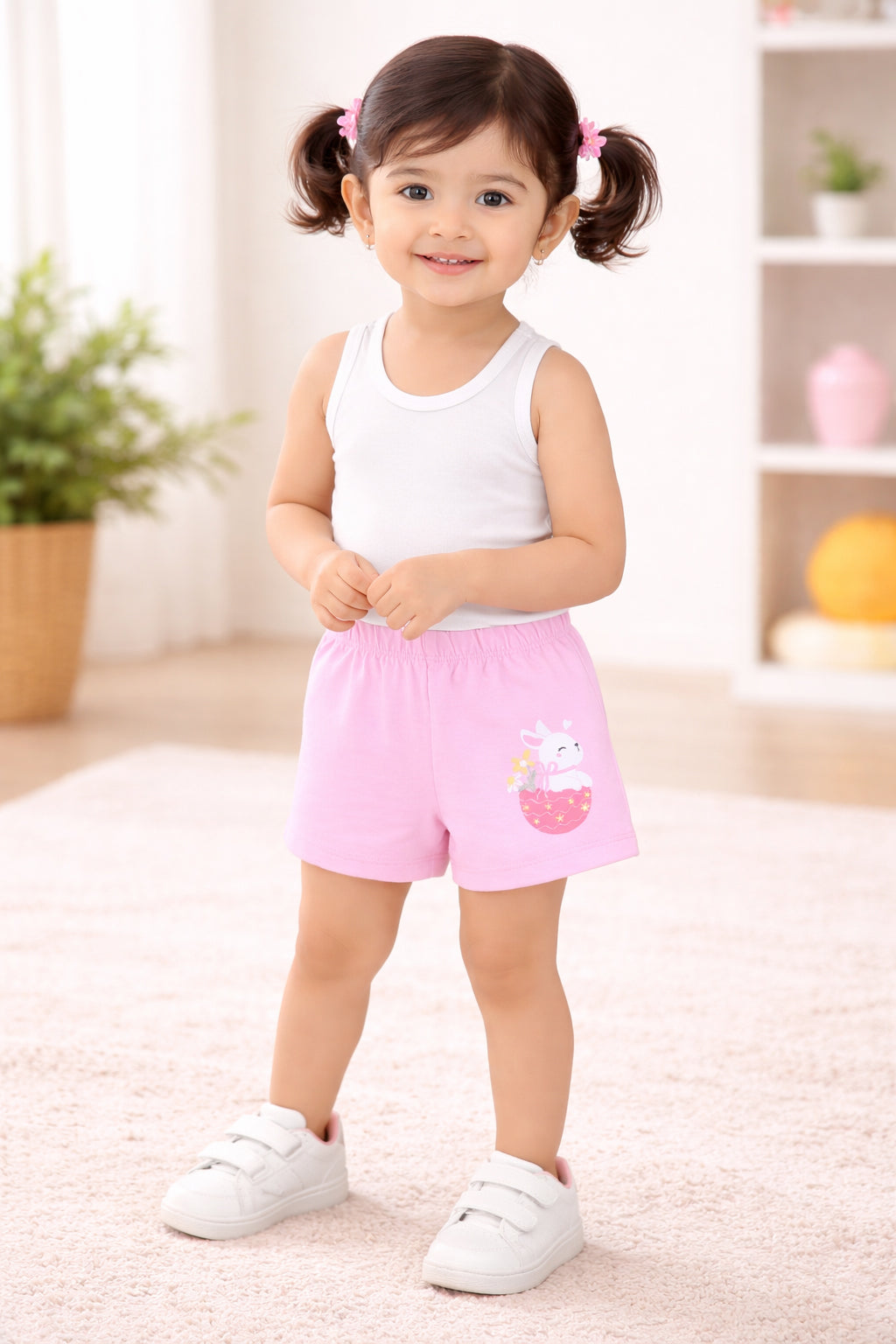 BUMZEE Pink & Navy Girls Shorts Pack of 2