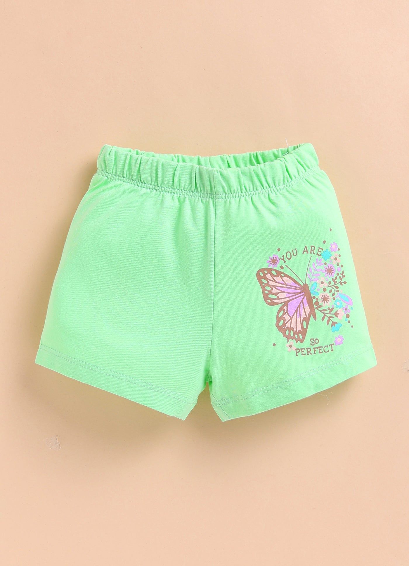 BUMZEE Green & Pink Girls Shorts Pack of 2