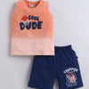 BUMZEE Orange & Navy Boys Sleeveless T-Shirt & Short Set