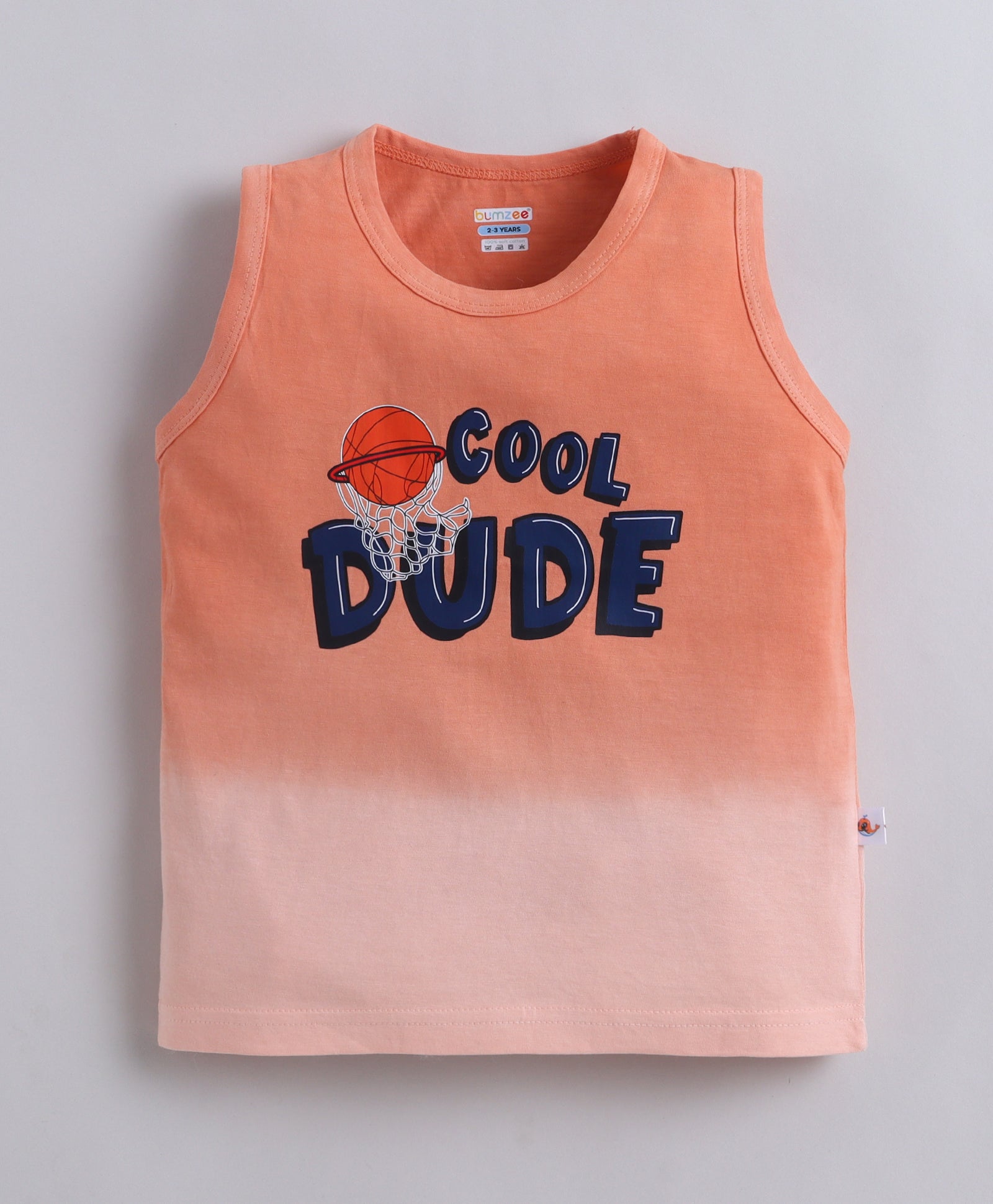 BUMZEE Orange & Navy Boys Sleeveless T-Shirt & Short Set
