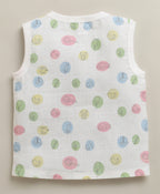 Bumzee White Animal Print Muslin Jabla, Pack of 2, Sleeveless, Cotton Muslin (Style Peb11615)
