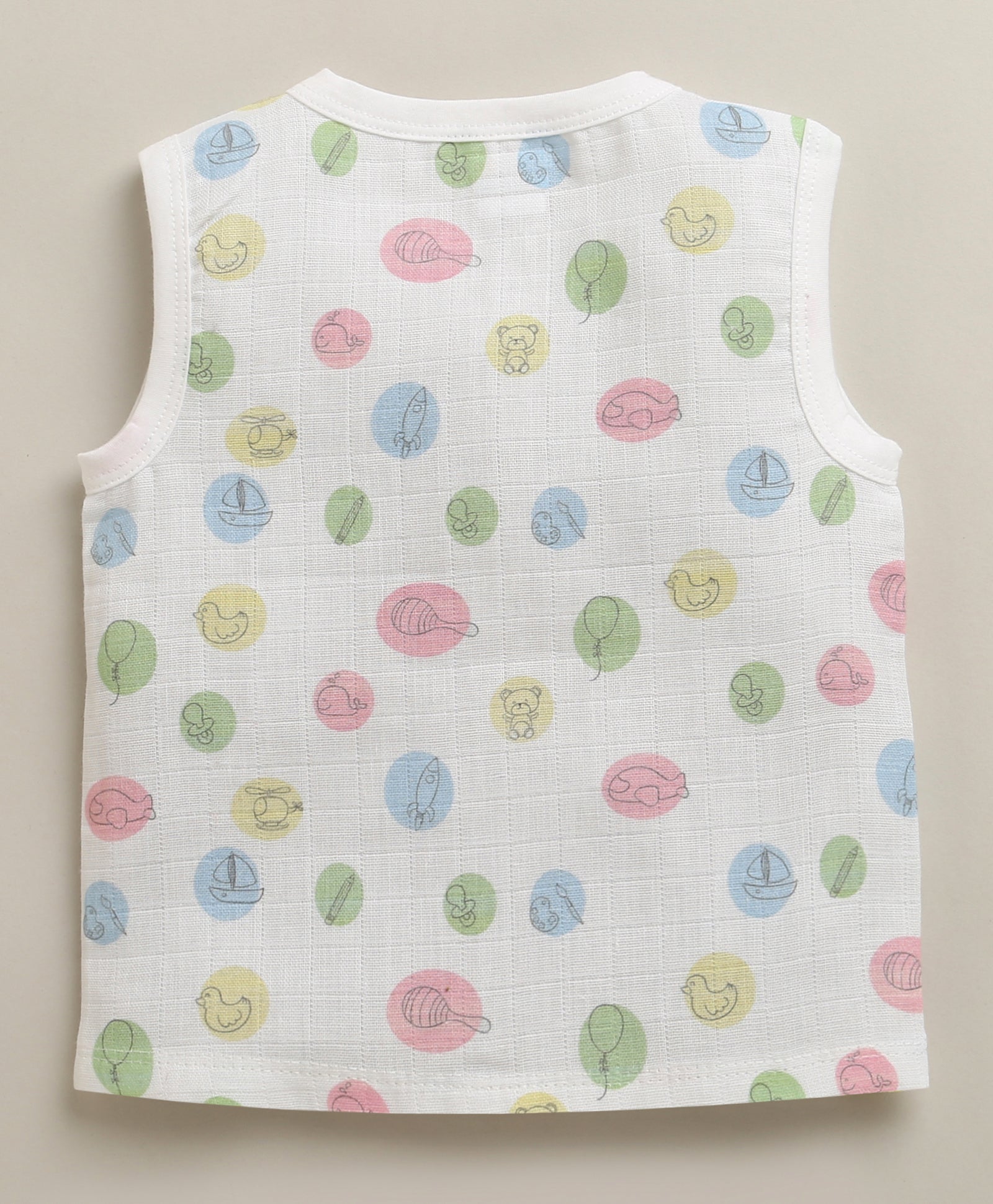 Boys Sleeveless Pure Cotton Muslin Jabla White Pack of 2