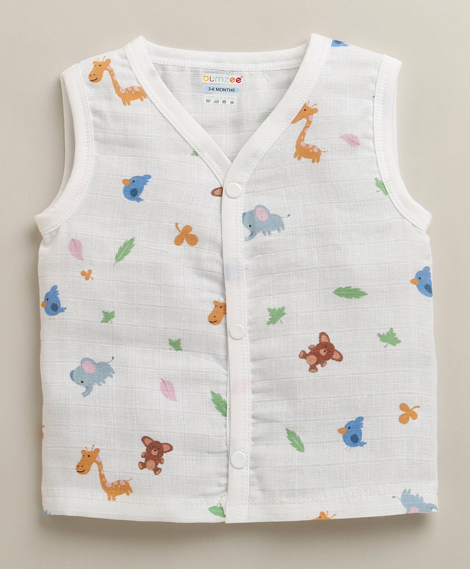 Boys Sleeveless Pure Cotton Muslin Jabla White Pack of 2