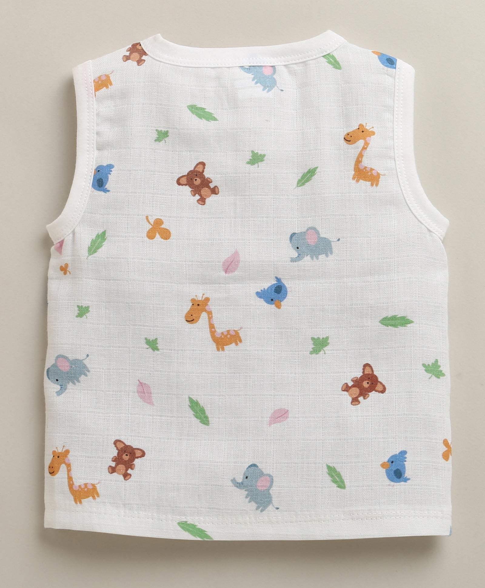 Boys Sleeveless Pure Cotton Muslin Jabla White Pack of 2