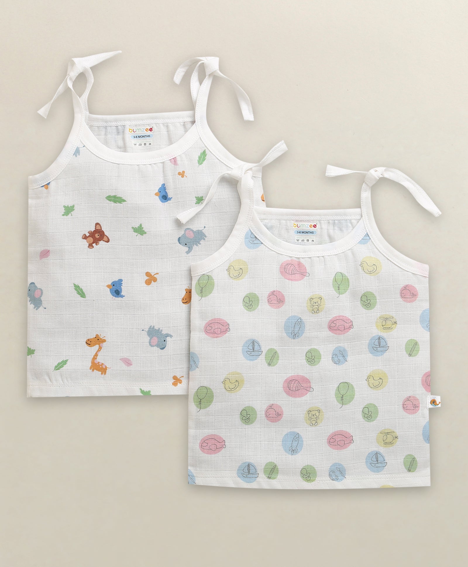 Boys Sleeveless Pure Cotton Muslin Knot Jabla White Pack of 2