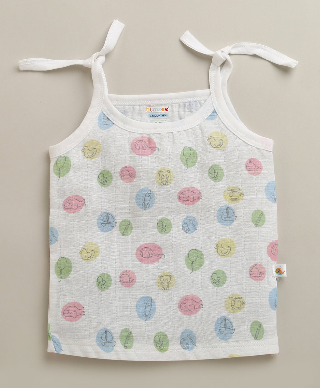 Bumzee White Animal Print Muslin Jabla, Pack of 2, Sleeveless, Cotton Muslin (Style Peb11616)
