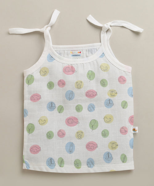 Boys Sleeveless Pure Cotton Muslin Knot Jabla White Pack of 2