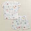 White Baby Boys Half Sleeves Pure Cotton Muslin Jabla & Short Set