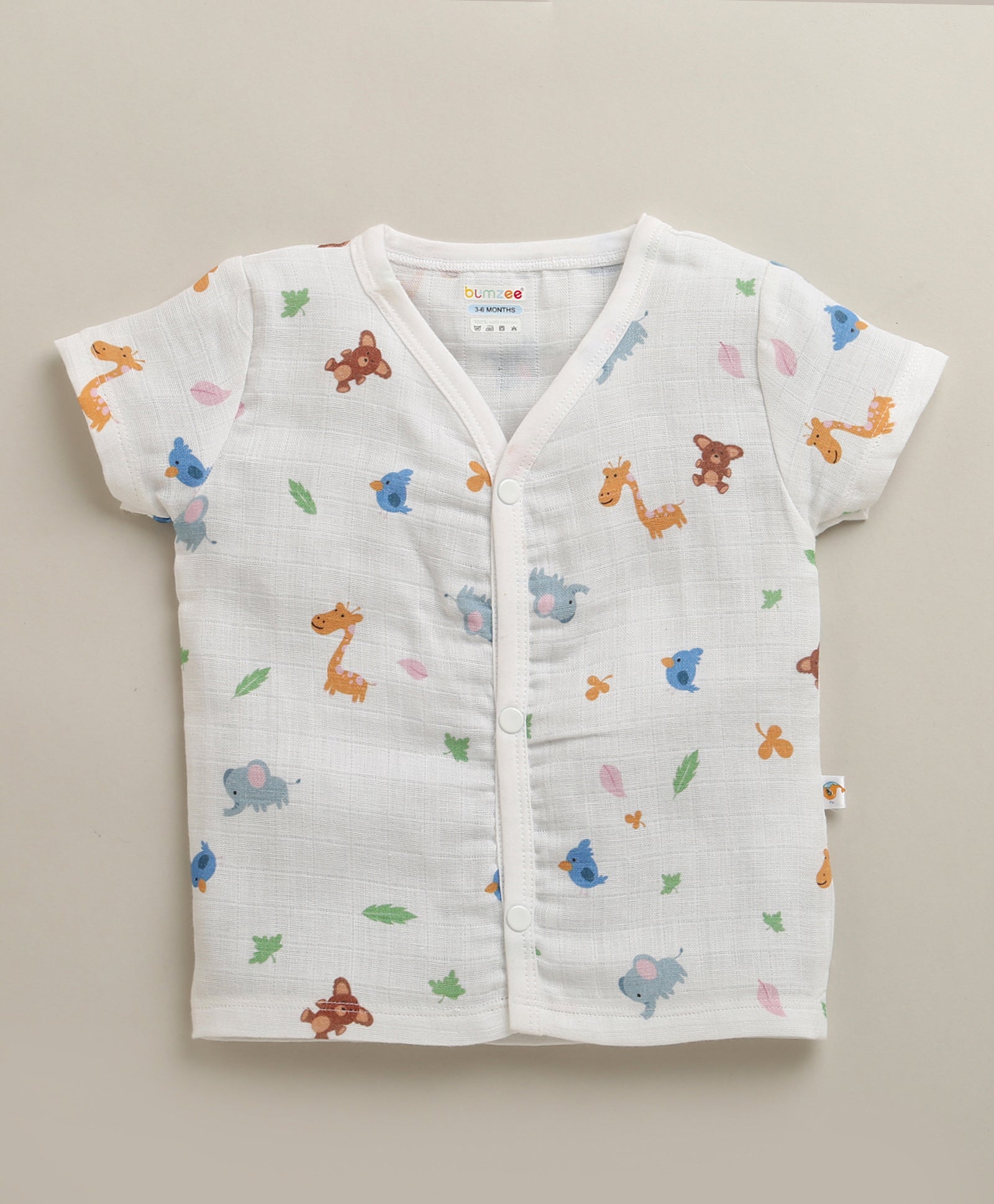 White Baby Boys Half Sleeves Pure Cotton Muslin Jabla & Short Set