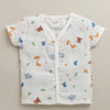 White Baby Boys Half Sleeves Pure Cotton Muslin Jabla & Short Set