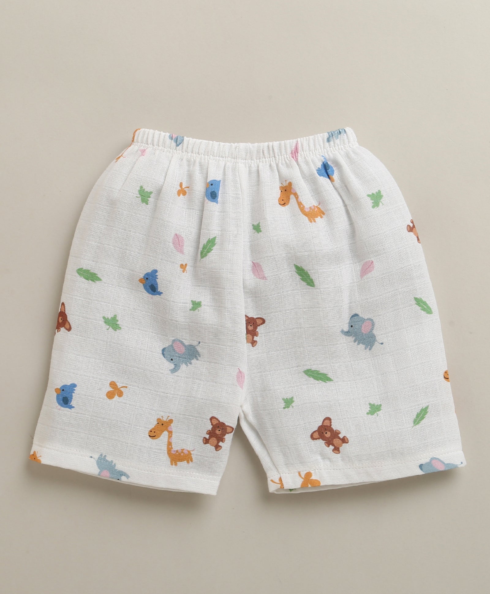White Baby Boys Half Sleeves Pure Cotton Muslin Jabla & Short Set