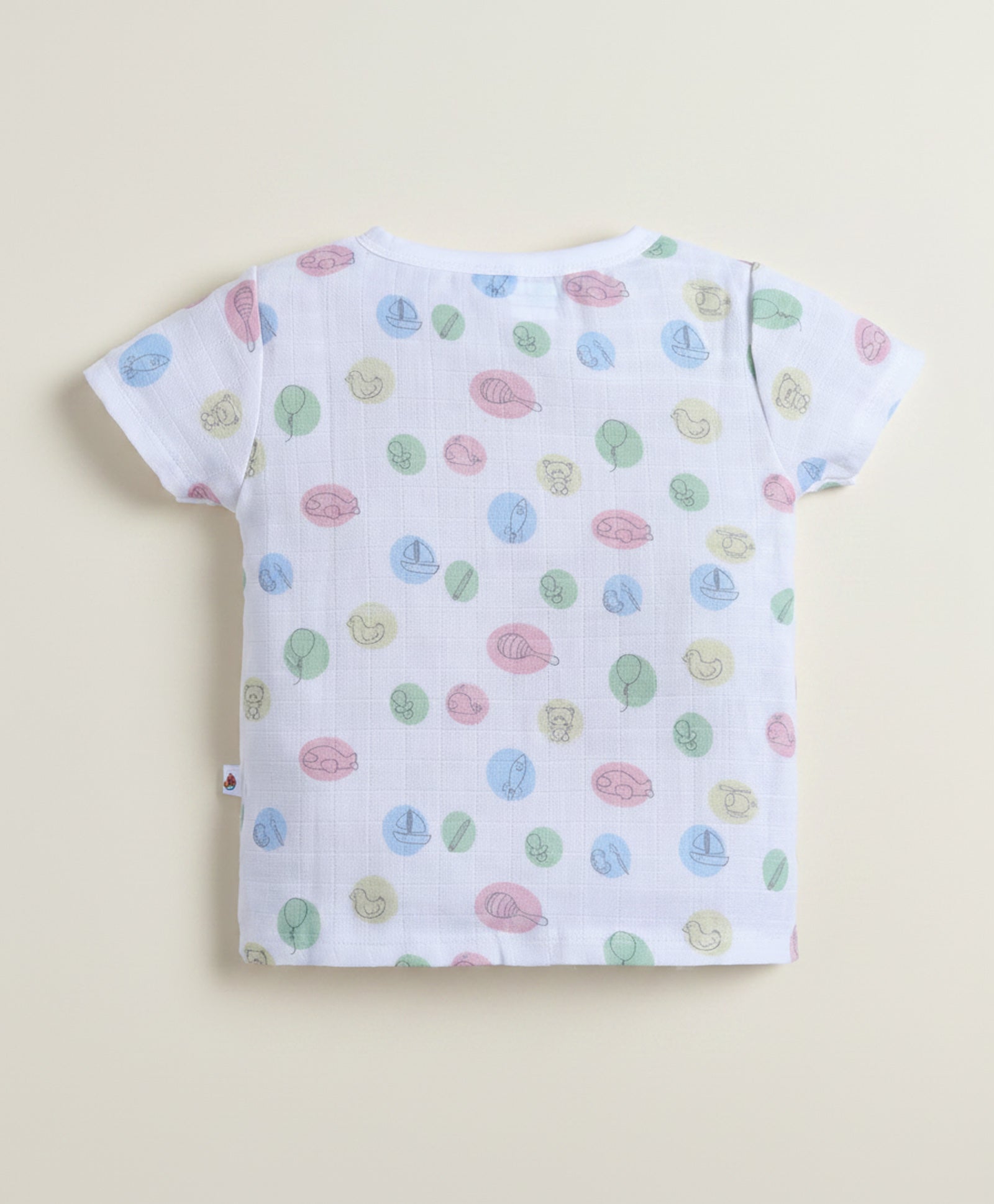 White Baby Boys Half Sleeves Pure Cotton Muslin Jabla & Short Set