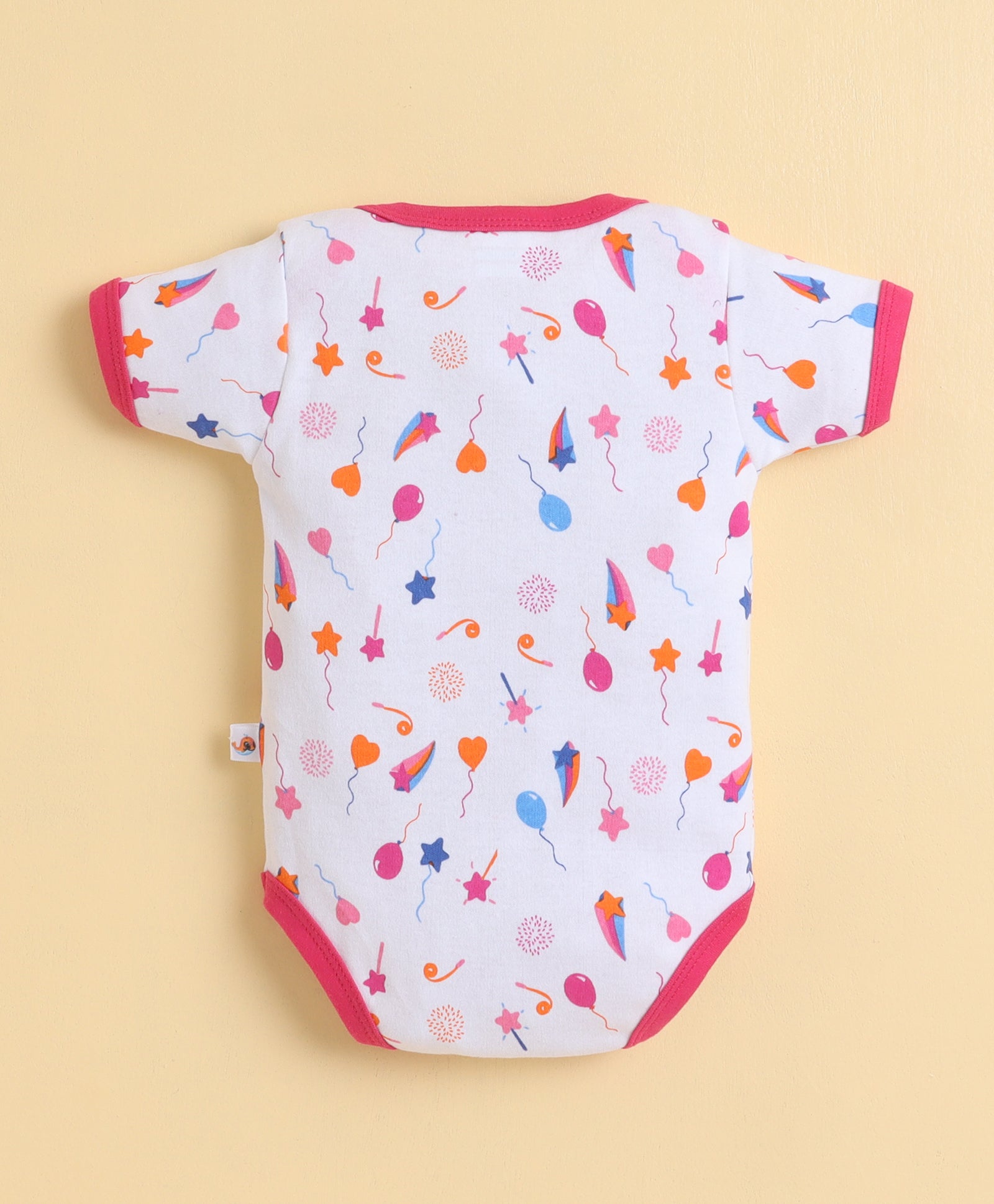 Pink & White Girls Half Sleeves Bodysuit Pack Of 3