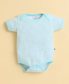Bumzee Mint & White Animal Print Bodysuit, Pack of 3, Half Sleeves, 100% Cotton