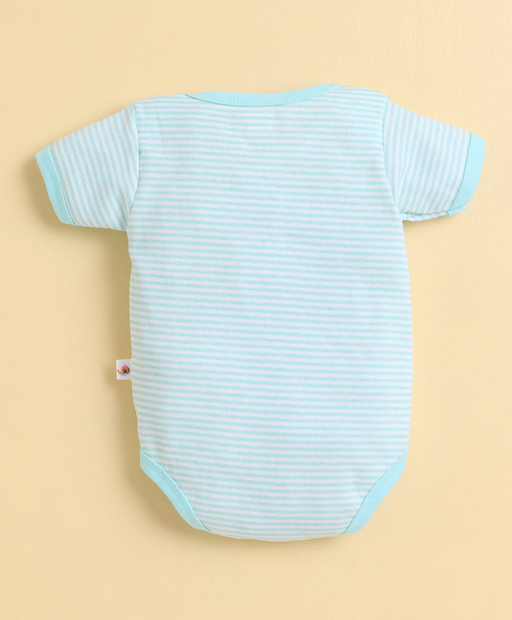 Bumzee Mint & White Animal Print Bodysuit, Pack of 3, Half Sleeves, 100% Cotton