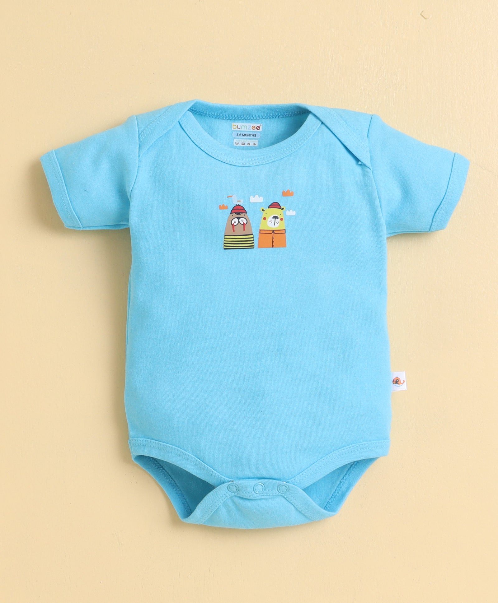Blue & White Boys Half Sleeves Bodysuit Pack Of 3