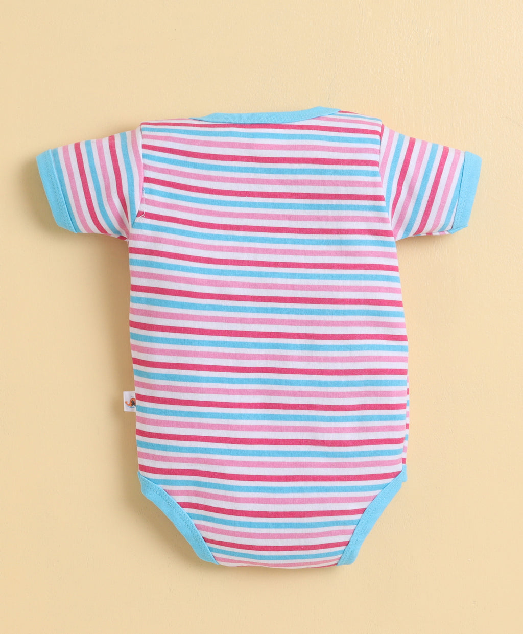 Bumzee Blue & White Graphic Print Bodysuit, Pack of 3, Half Sleeves, 100% Cotton