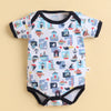 Navy & White Boys Half Sleeves Bodysuit Pack Of 3