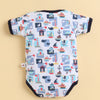 Navy & White Boys Half Sleeves Bodysuit Pack Of 3