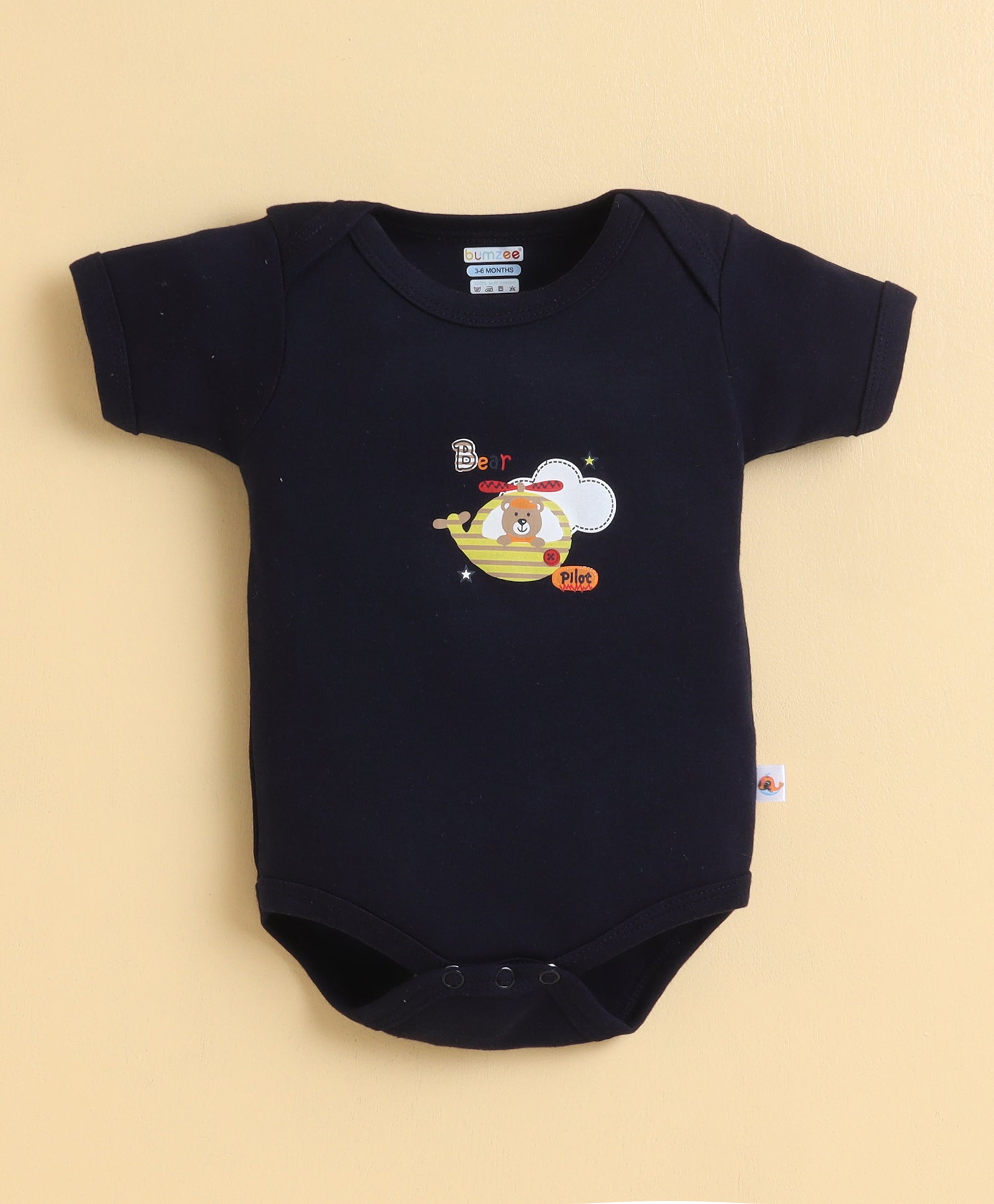 Navy & White Boys Half Sleeves Bodysuit Pack Of 3