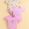Pink & Yellow Girls Half Sleeves Bodysuit Pack Of 3