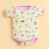 Pink & Yellow Girls Half Sleeves Bodysuit Pack Of 3