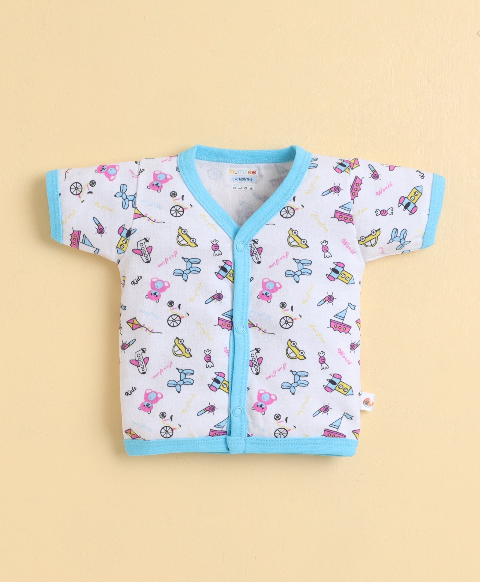 Girls Half Sleeves Jabla Blue & White Pack of 3
