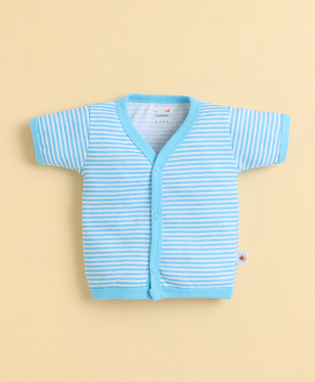 Bumzee Blue & White Graphic Print Jabla, Pack of 3, Half Sleeves, 100% Cotton (Style Peb11625)