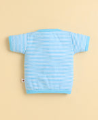 Bumzee Blue & White Graphic Print Jabla, Pack of 3, Half Sleeves, 100% Cotton (Style Peb11625)