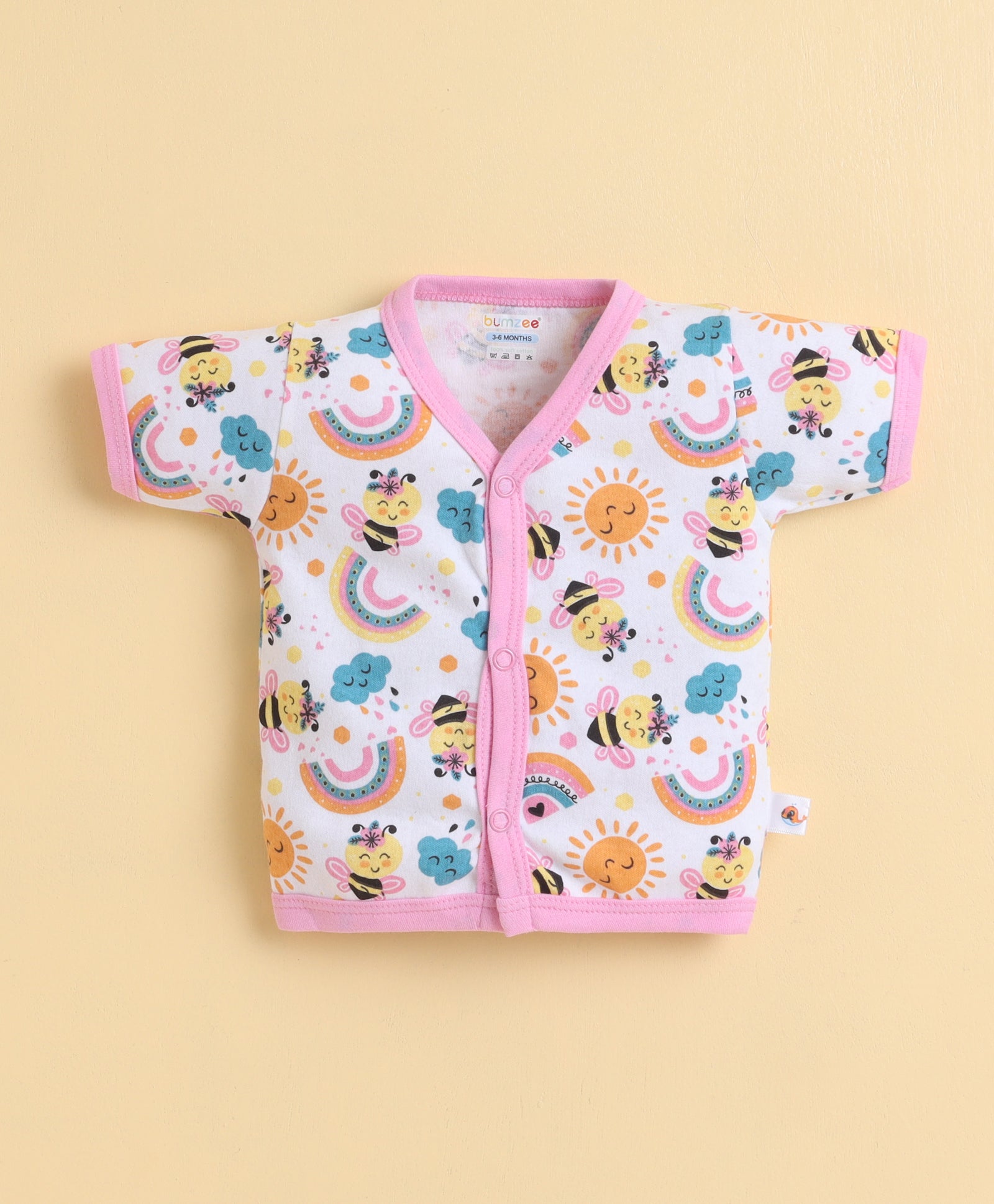 Girls Half Sleeves Jabla Pink & White Pack of 3