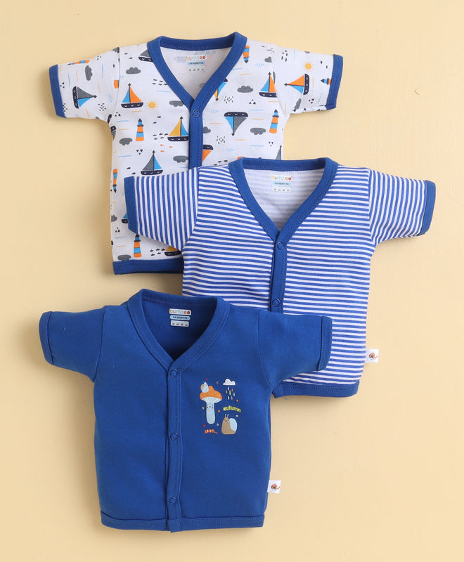 Boys Half Sleeves Jabla Royal Blue & White Pack of 3