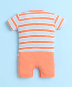 Bumzee Orange Animal Print Romper, Half Sleeves, 100% Cotton