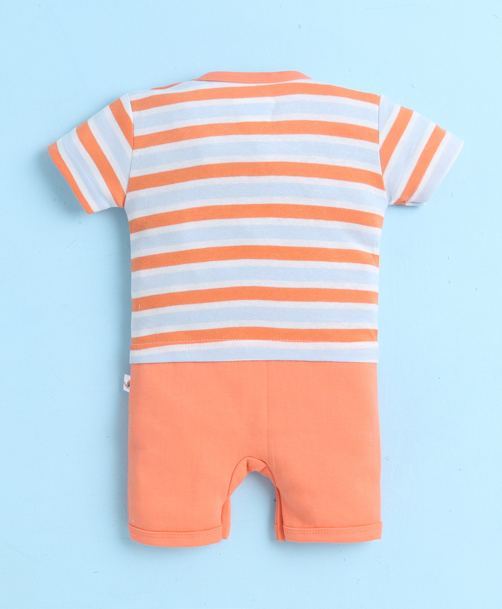 Orange Boys Half Sleeves Thigh Length Romper