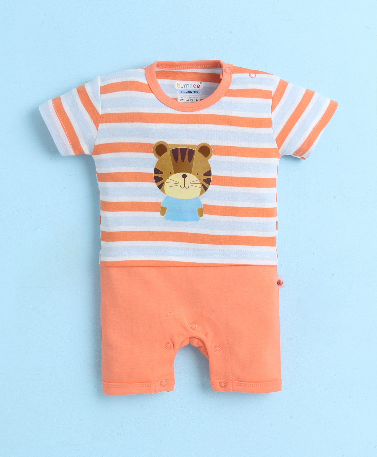 Orange Boys Half Sleeves Thigh Length Romper