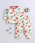 Bumzee Yellow Graphic Print Jabla & Pyjama Set, Full Sleeves, 100% Cotton