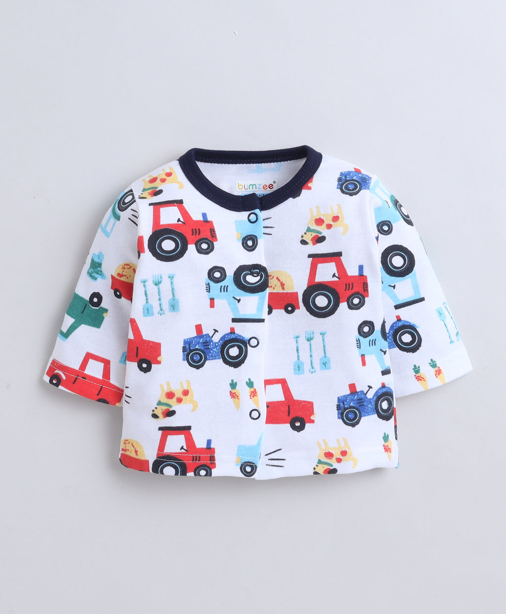 Bumzee White Graphic Print Jabla & Pyjama Set, Full Sleeves, 100% Cotton (Style Peb11635)
