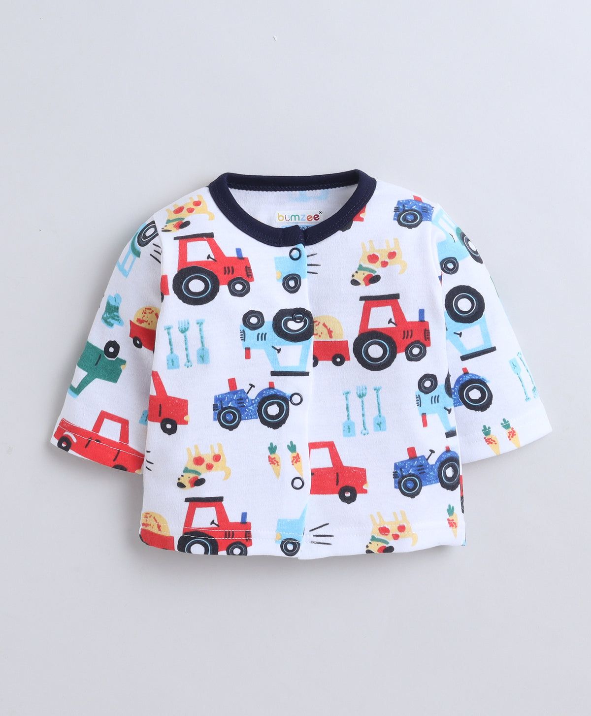 Bumzee White Graphic Print Jabla & Pyjama Set, Full Sleeves, 100% Cotton (Style Peb11635)