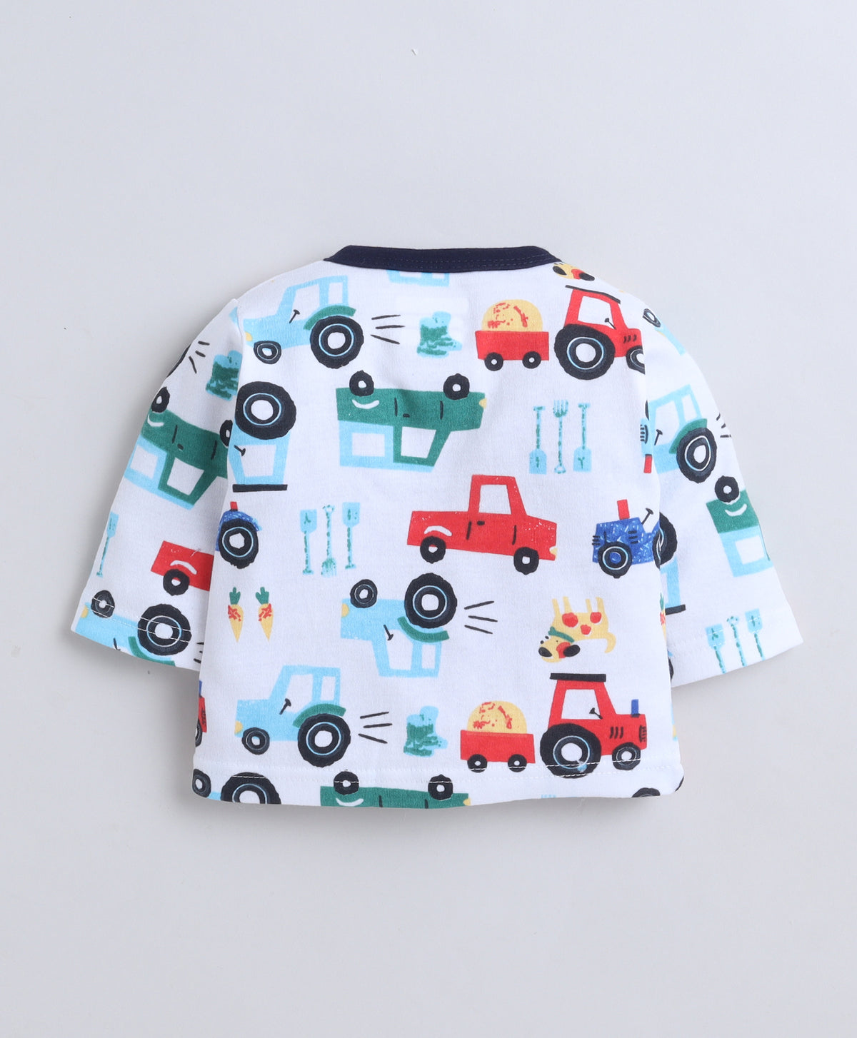 Bumzee White Graphic Print Jabla & Pyjama Set, Full Sleeves, 100% Cotton (Style Peb11635)