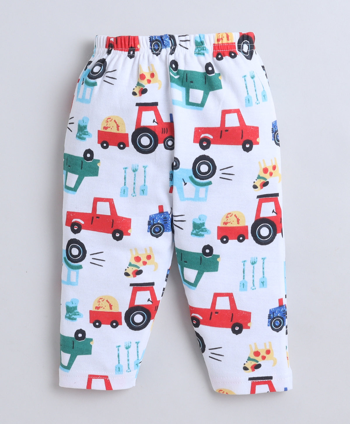 Bumzee White Graphic Print Jabla & Pyjama Set, Full Sleeves, 100% Cotton (Style Peb11635)