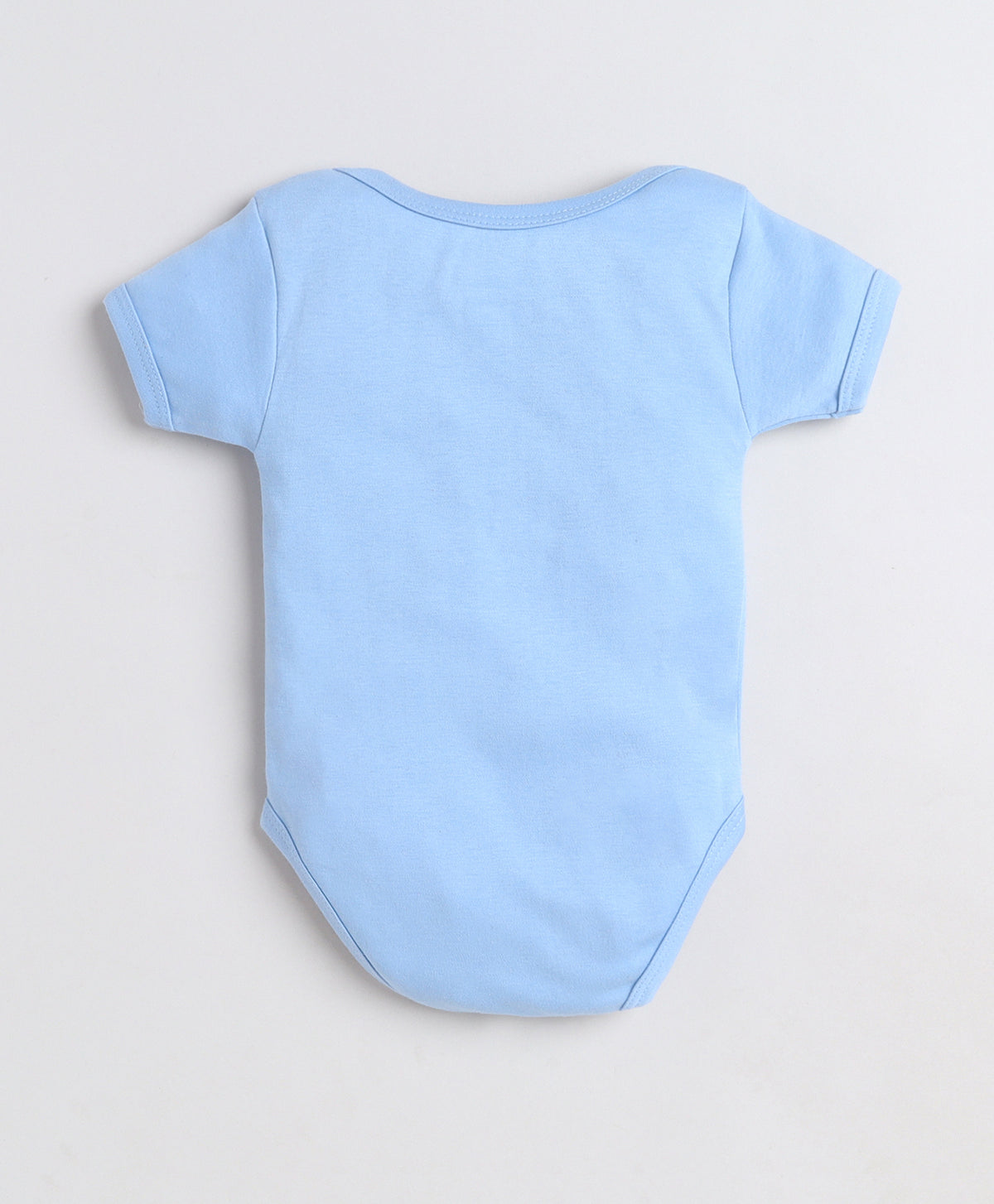 Bumzee Sky Blue Animal Print Bodysuit, Half Sleeves, 100% Cotton, Onesie (Style Peb11643)