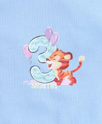 Bumzee Sky Blue Animal Print Bodysuit, Half Sleeves, 100% Cotton, Onesie (Style Peb11644)