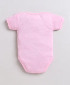 Bumzee Pink Animal Print Bodysuit, Half Sleeves, 100% Cotton, Onesie (Style Peb11652)